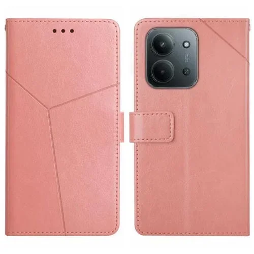 Funda de cuero con tapa en forma de Y para Redmi 15C 4G (171,5 mm) / Poco C85 4G (rosa)