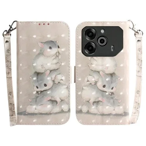 Funda de Cuero con Tapa Horizontal 3D para Tecno Pova 6 y Pova 6 Pro (Ardillas)