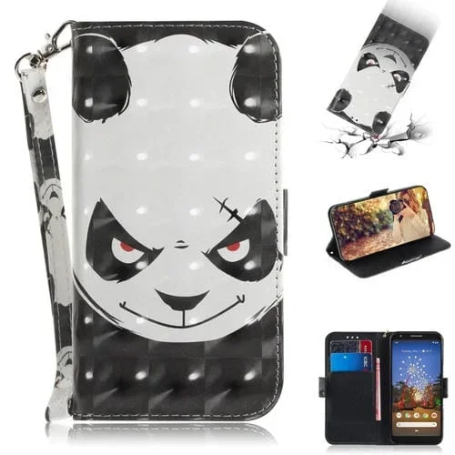 Funda de Cuero con Tapa Horizontal Google Pixel 3A XL con Soporte, Ranuras y Billetera (Oso Enojado 3D)