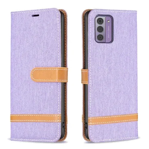 Funda de Cuero con Tapa Horizontal para Nokia G42/G310 (Púrpura) Denim Texture