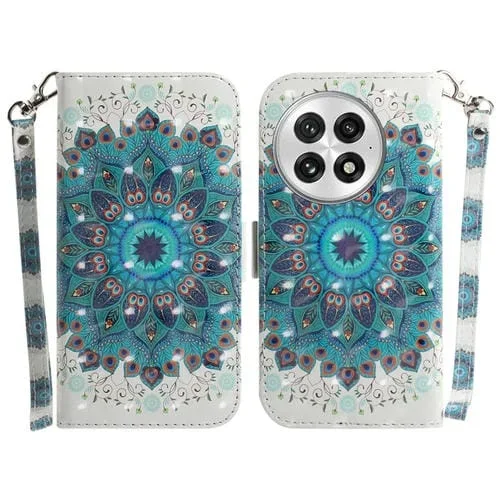 Funda de Cuero con Tapa Horizontal para OnePlus 13 (Corona de Pavo Real)