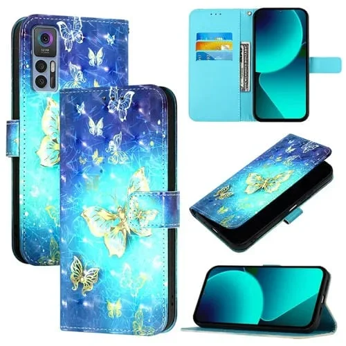Funda de Cuero con Tapa Horizontal para TCL 30 5G Pintura 3D (Mariposa Dorada)