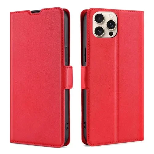 Funda de Cuero con Tapa Horizontal y Hebilla Lateral para iPhone 16 Pro (Rojo)