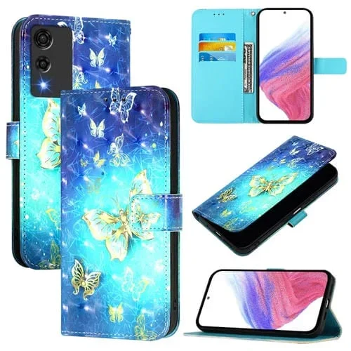 Funda de Cuero con Tapa Horizontal y Pintura 3D para Cubot A10 (Mariposa Dorada)