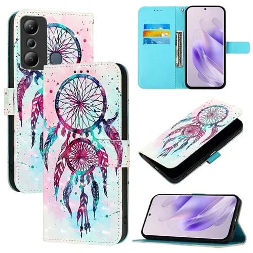 Funda de Cuero con Tapa Horizontal y Pintura 3D para Infinix Hot 20I (Campanas de Viento)