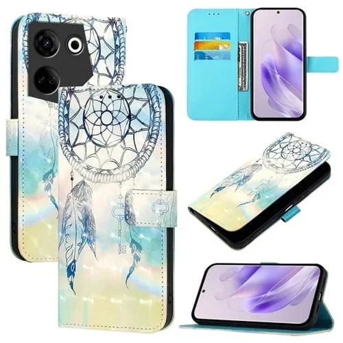 Funda de Cuero con Tapa Horizontal y Pintura 3D para Tecno Camon 20/20 Pro 4G (Dream Wind Chimes)