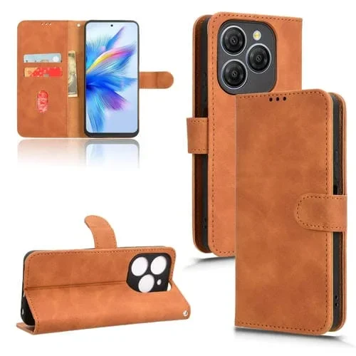 Funda de Cuero con Tapa Magnética para BlackView Shark 9 5G (Marrón)