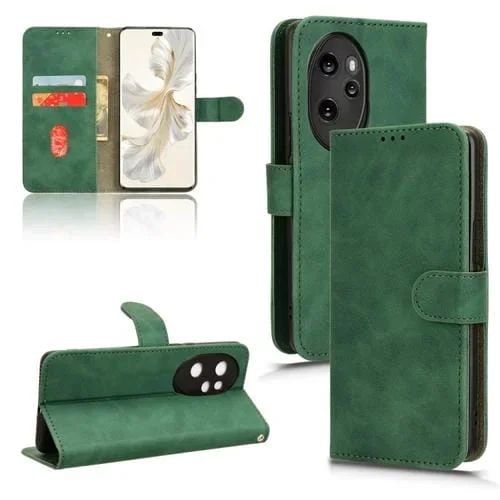 Funda de Cuero con Tapa Magnética para Honor 100 Pro 5G Skin Feel (Verde)