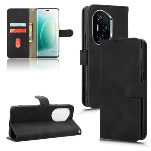 Funda de Cuero con Tapa Magnética para Honor 300 Pro (Negra)