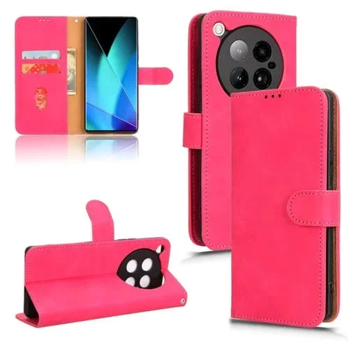 Funda de Cuero con Tapa Magnética para Infinix Zero 40 4G (Rosa y Rojo)