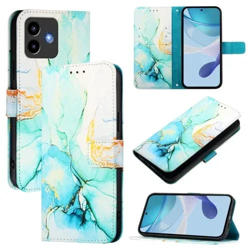 Funda de Cuero con Tapa para Cubot Note 40 Pt003 Diseño Mármol (Verde)