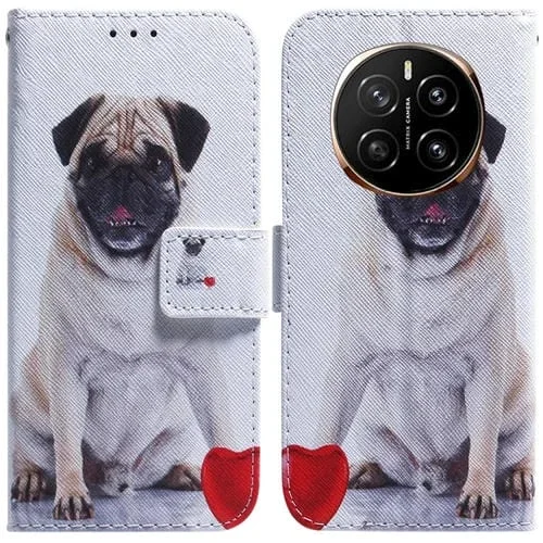 Funda de Cuero con Tapa para Honor Magic7 con Dibujo Colorido (Pug)