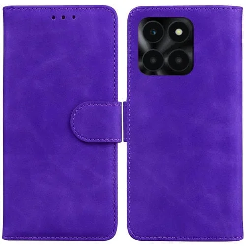 Funda de Cuero con Tapa para Honor X6A Skin Feel Pure Color (Púrpura)