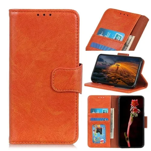 Funda de Cuero con Tapa para Honor X9B con Textura de Napa (Naranja)