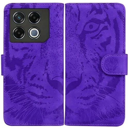Funda de Cuero con Tapa para Infinix GT 20 Pro Tiger Embossed Pattern (Púrpura)