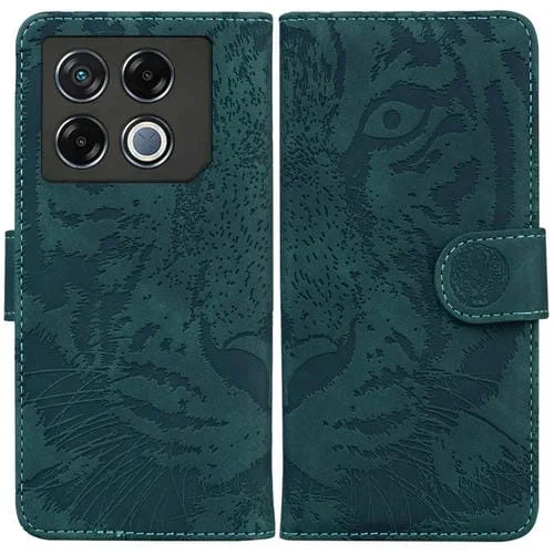 Funda de Cuero con Tapa para Infinix GT 20 Pro Tiger Embossed Pattern (Verde)