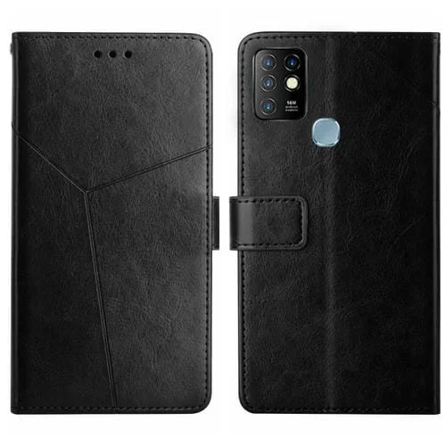 Funda de Cuero con Tapa para Infinix Hot 10 Ht01 Patrón en Forma de Y (Negro)