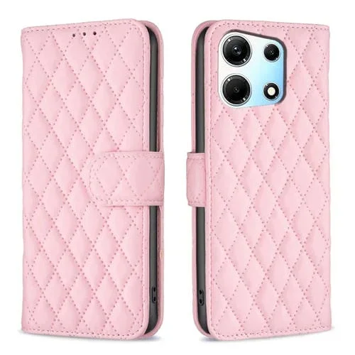Funda de Cuero con Tapa para Infinix Note 30 5G Diamond Lattice (Rosa)