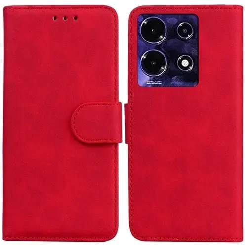 Funda de Cuero con Tapa para Infinix Note 30I Skin Feel Pure Color (Rojo)