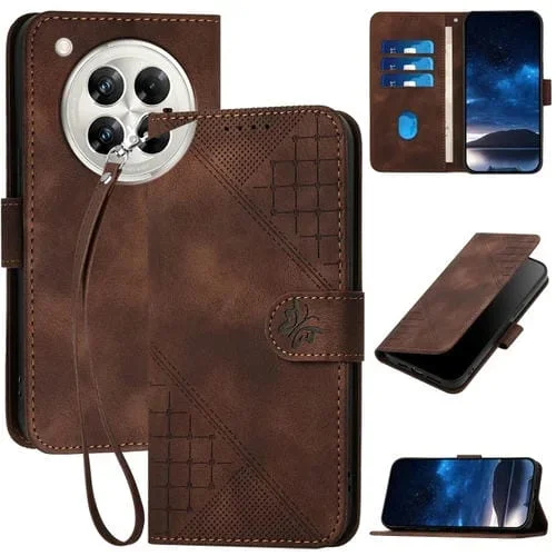 Funda de Cuero con Tapa para Infinix Zero 40 4G/5G Yx0080 con Diseño Mariposa y Cordón (Café)