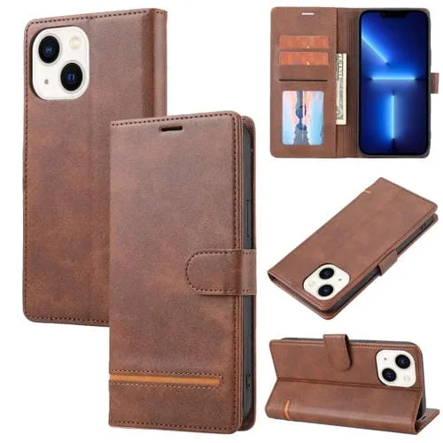 Funda de Cuero con Tapa para iPhone 13 Mini Classic Wallet (Marrón)
