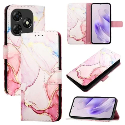 Funda de Cuero con Tapa para Itel P55 4G Pt003 con Patrón de Mármol (Oro Rosa)