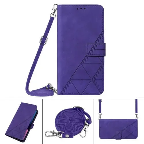 Funda de Cuero con Tapa para TCL 305I con Huella Dactilar Crossbody 3D en Relieve (Púrpura)