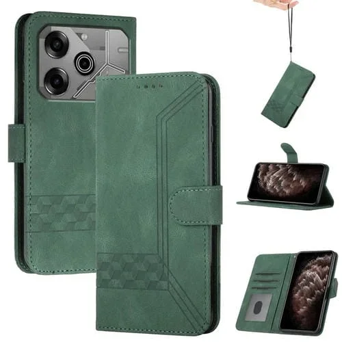 Funda de Cuero con Tapa para Tecno Pova 6 Pro (Verde) Piel Cúbica