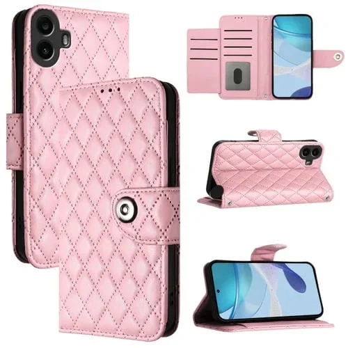 Funda de Cuero con Tapa para Teléfono cmf Phone 1 For Nothing con Cordón (Rosa)