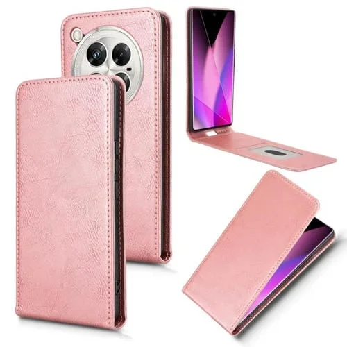 Funda de Cuero con Tapa Vertical Magnética para Infinix Zero 40 5G/4G (Oro Rosa)