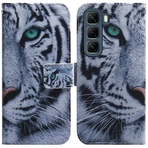 Funda de Cuero con Tapa y Dibujo a Color para Infinix Hot 50 4G (Tigre)