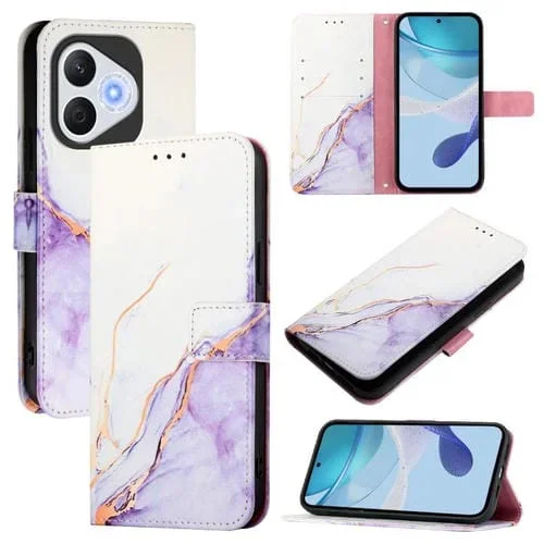 Funda de Cuero con Tapa y Diseño de Mármol para Honor 400 Lite Pt003 (Blanco y Morado)