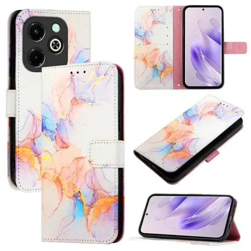 Funda de Cuero con Tapa y Diseño Mármol para Infinix Hot 40I Pt003 (Galaxy Marble White)