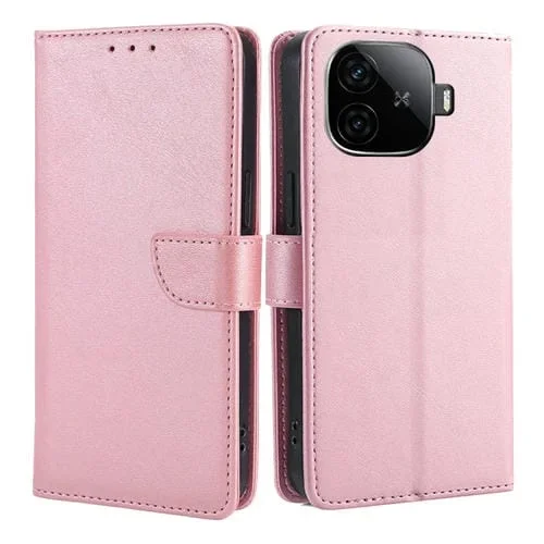 Funda de Cuero con Tapa y Hebilla con Textura de Piel de Becerro para Vivo Iqoo Z9 Turbo (Oro Rosa)