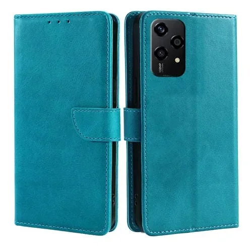 Funda de Cuero con Tapa y Hebilla para Honor 200 Lite 5G (Azul Claro)