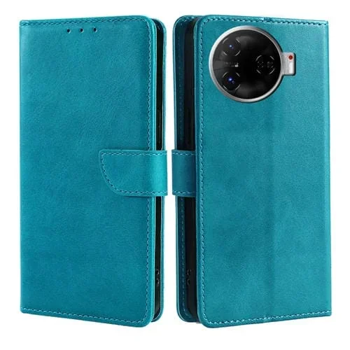 Funda de Cuero con Tapa y Hebilla para Tecno Camon 30 Pro 5G (Azul Claro)