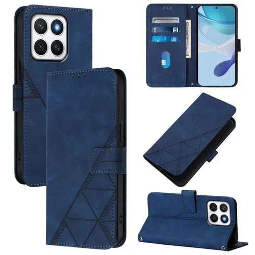 Funda de Cuero con Tapa y Relieve 3D para Honor X8C 4G (Azul)