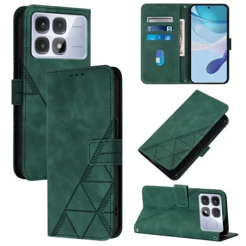 Funda de Cuero con Tapa y Relieve 3D para Redmi K70 Ultra 5G Global Crossbody (Verde)
