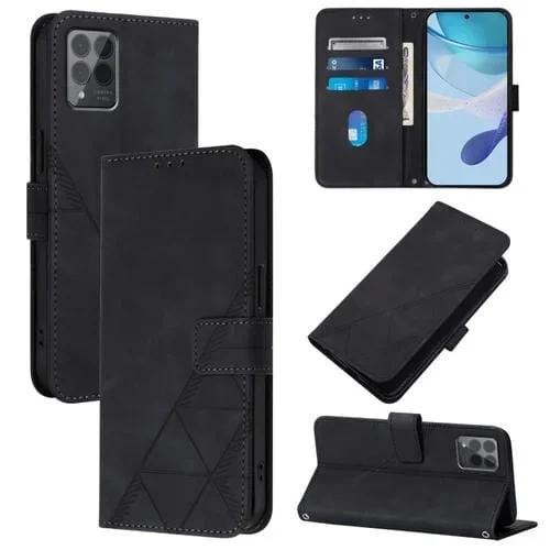 Funda de Cuero con Tapa y Relieve 3D para T-Mobile Revvl 6 Pro / 6X Pro 5G (Negra)