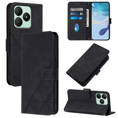 Funda de Cuero con Tapa y Relieve 3D para Teléfono Wiko T20 Crossbody (Negro)