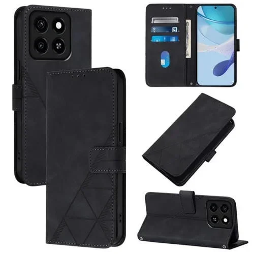 Funda de Cuero con Tapa y Relieve 3D para Teléfono ZTE Blade A35/A55 (Negra)