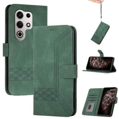 Funda de Cuero con Tapa y Tacto de Piel Cúbica para Itel S25 Ultra (Verde)