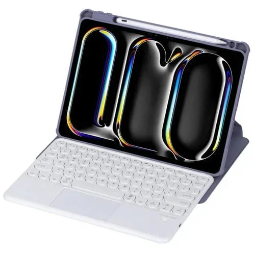 Funda de Cuero con Teclado Bluetooth para iPad Pro 11 Yl13-A Rotación 360° Control Táctil (Morado)