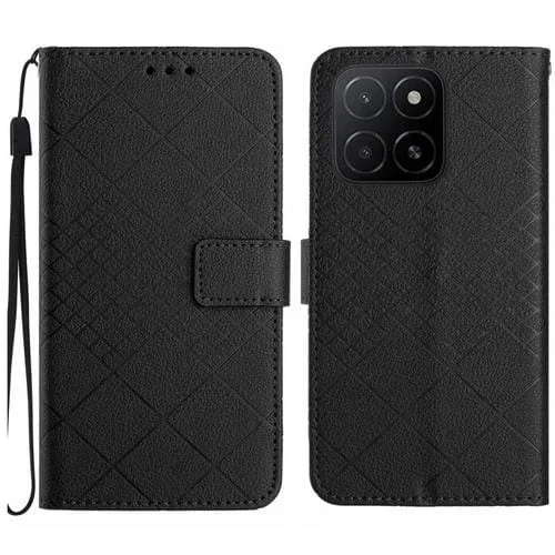 Funda de Cuero con Textura de Cuadrícula Rómbica para Honor X5B 4G y X5B Plus 4G (Negra)