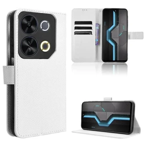 Funda de Cuero con Textura de Diamante para Itel P65 4G (Blanca)
