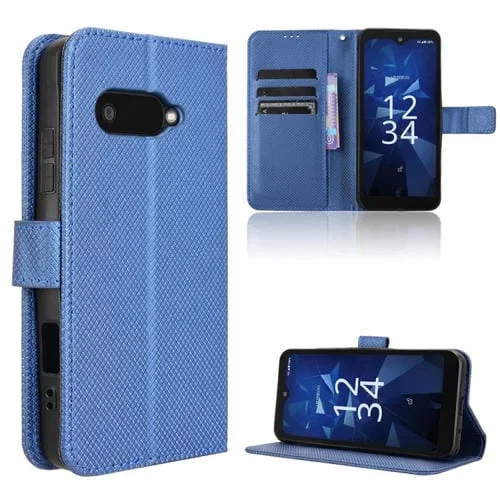 Funda de Cuero con Textura de Diamante para Kyocera Digno Sx4 (Azul)