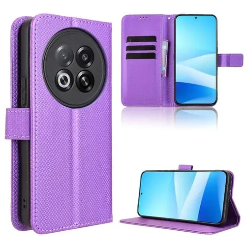 Funda de cuero con textura de diamante para Meizu Note 16 Pro 5G (morada)