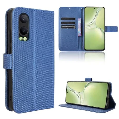 Funda de Cuero con Textura de Diamante para Oppo K12X 5G / Oneplus Nord Ce4 Lite 5G (Azul)