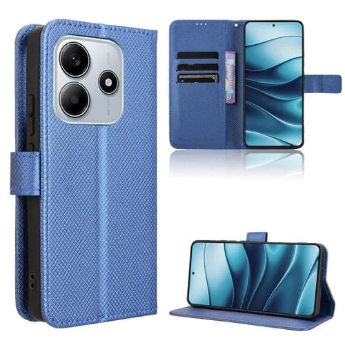 Funda de Cuero con Textura de Diamante para Redmi Note 14 4G Global (163,25mm) (Azul)