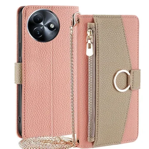 Funda de Cuero con Textura de Lichi para Teléfono Itel S24 4G (Rosa)